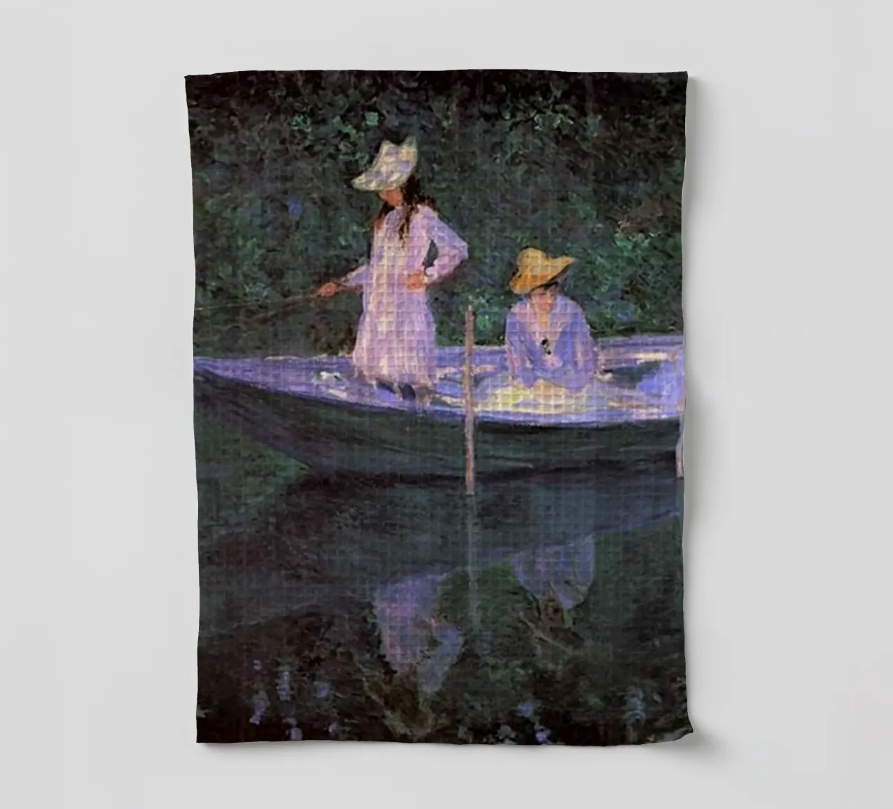 3 donne che pescano con una barca claude monet canovaccio da cucina da belong shop