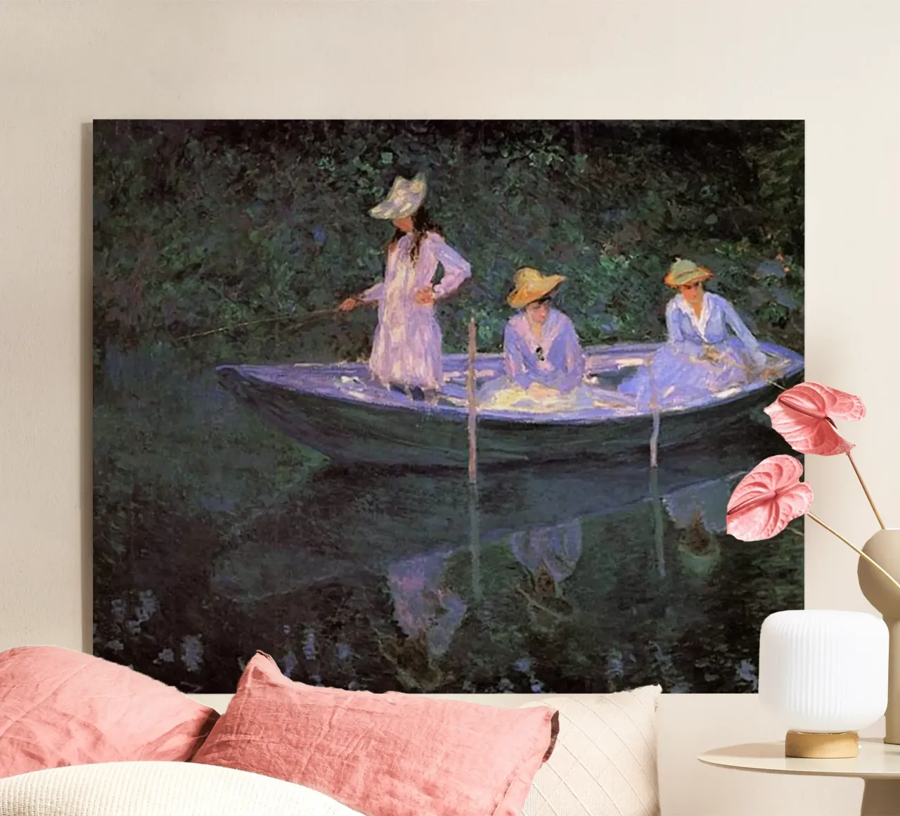 3 donne che pescano con una barca claude monet plexiglass da belong shop
