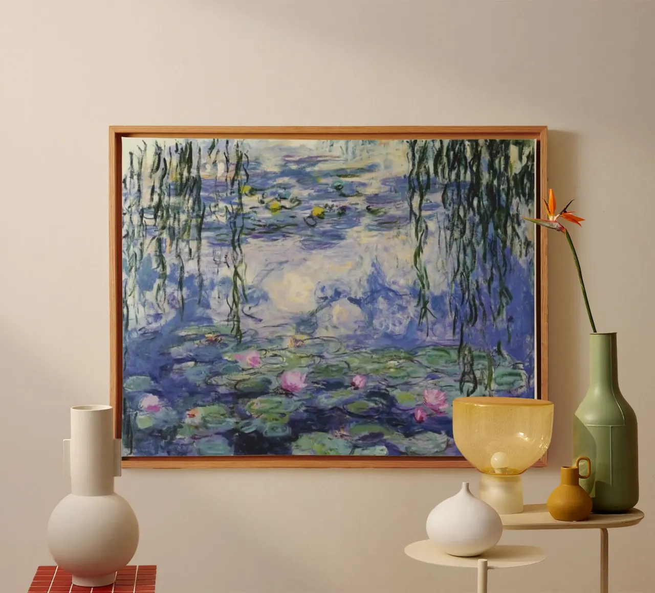 ninfee claude monet tela con Cornice a cassetta da belong shop