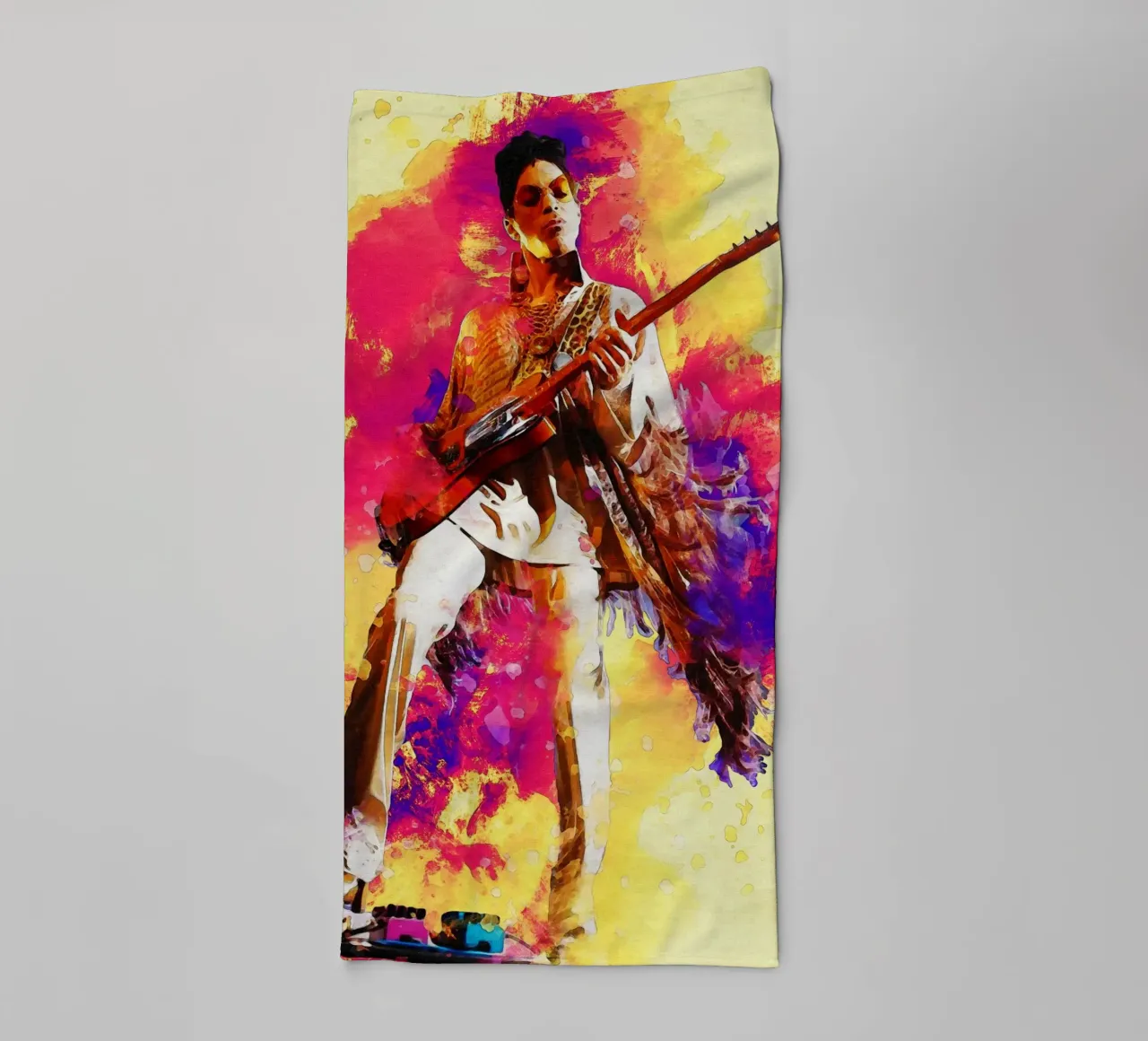 Smudge of Portrait Prince Rogers Nelson towel by Gunawan Rb