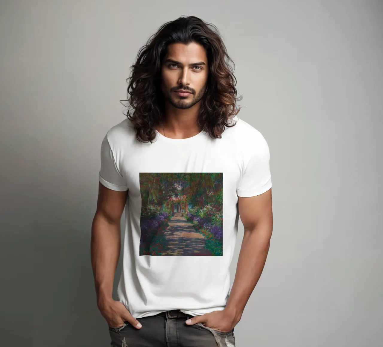 Claude Monet - Un viale nel giardino di Monet a Giverny (1902) t-shirt da Wirla