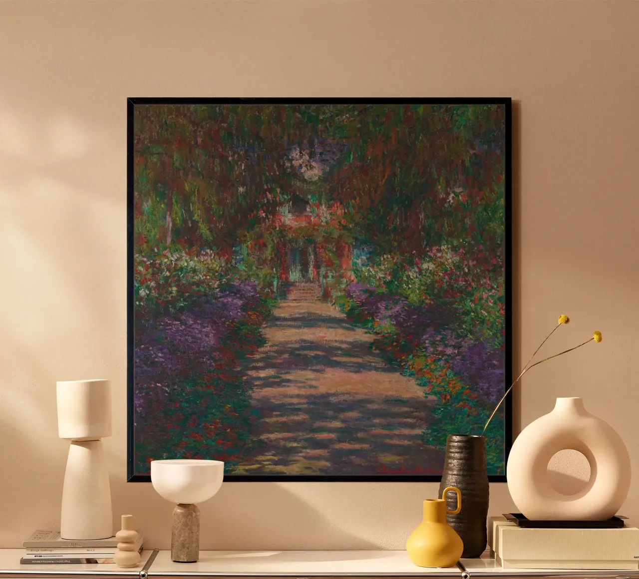 Claude Monet - Un viale nel giardino di Monet a Giverny (1902) carta hahnemühle da Wirla