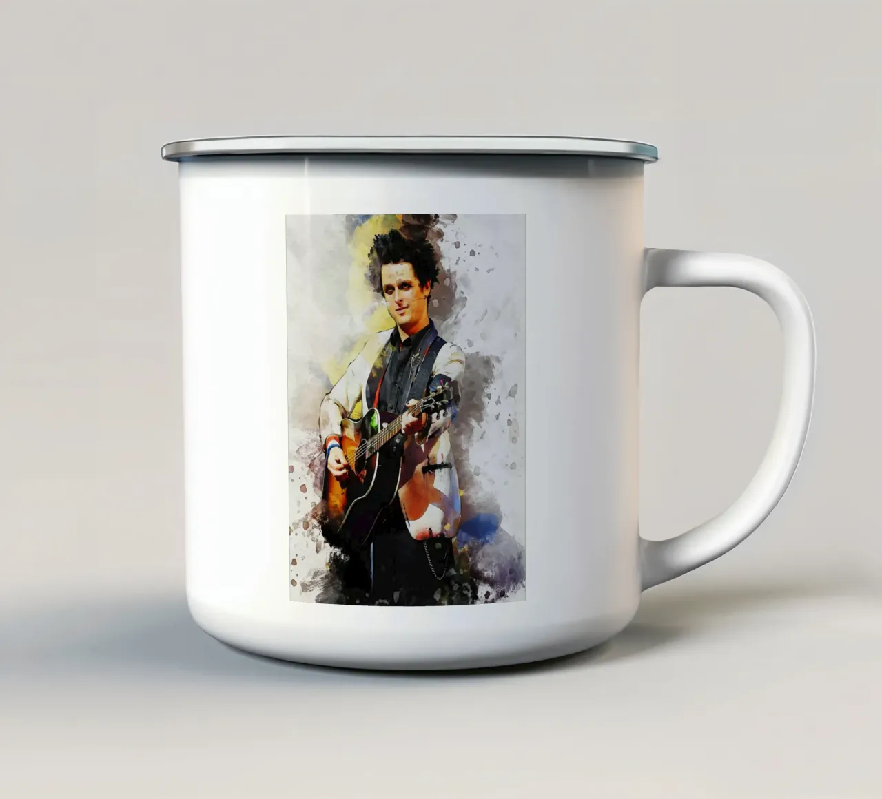 Macchia di ritratto Billie Joe Armstrong tazza in smalto da Gunawan Rb