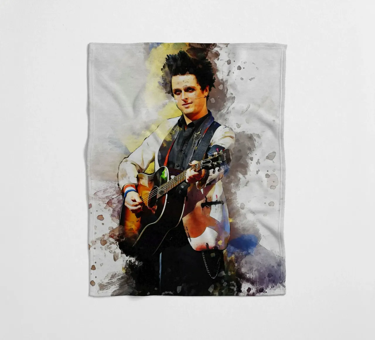 Smudge of Portrait Billie Joe Armstrong fleece blanket by Gunawan Rb