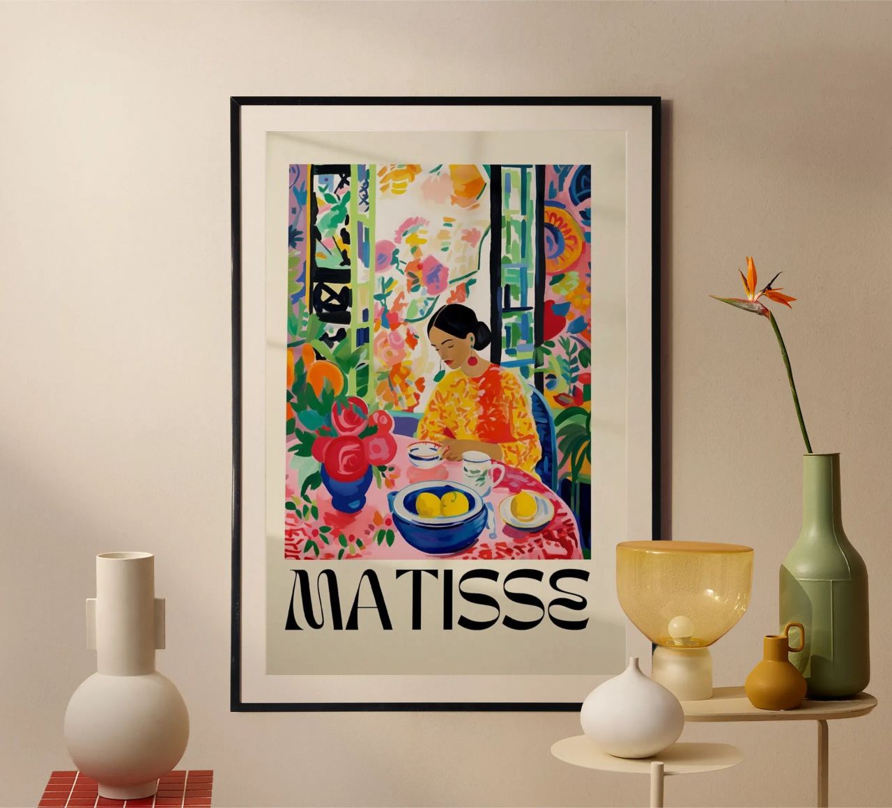 tablecloth orange dress henri matisse poster with wooden frame by glempo shop