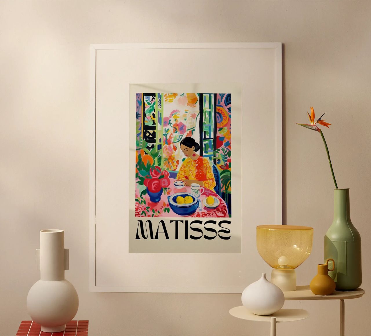 tablecloth orange dress henri matisse poster with wooden frame by glempo shop