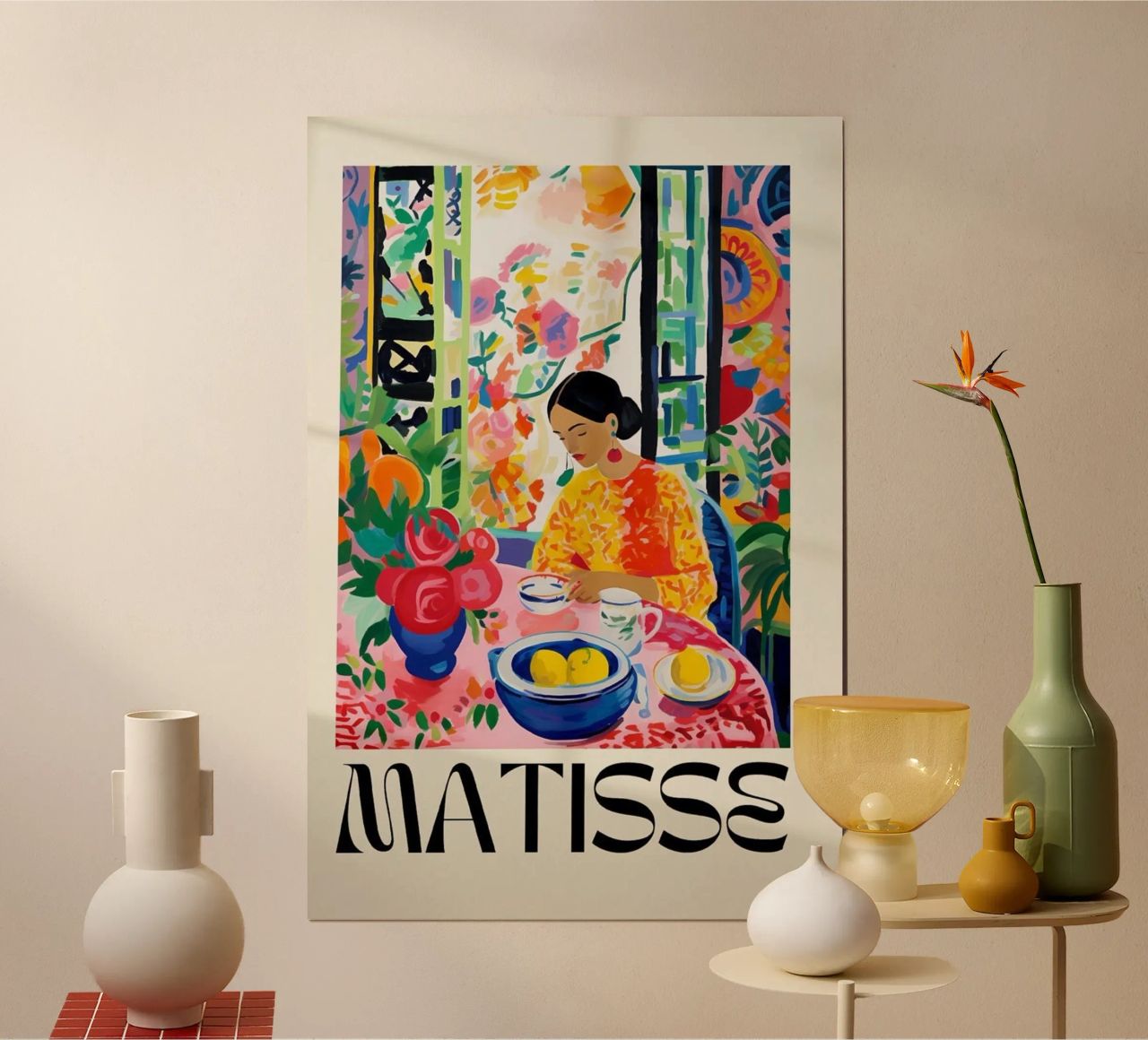 tablecloth orange dress henri matisse poster with wooden frame by glempo shop