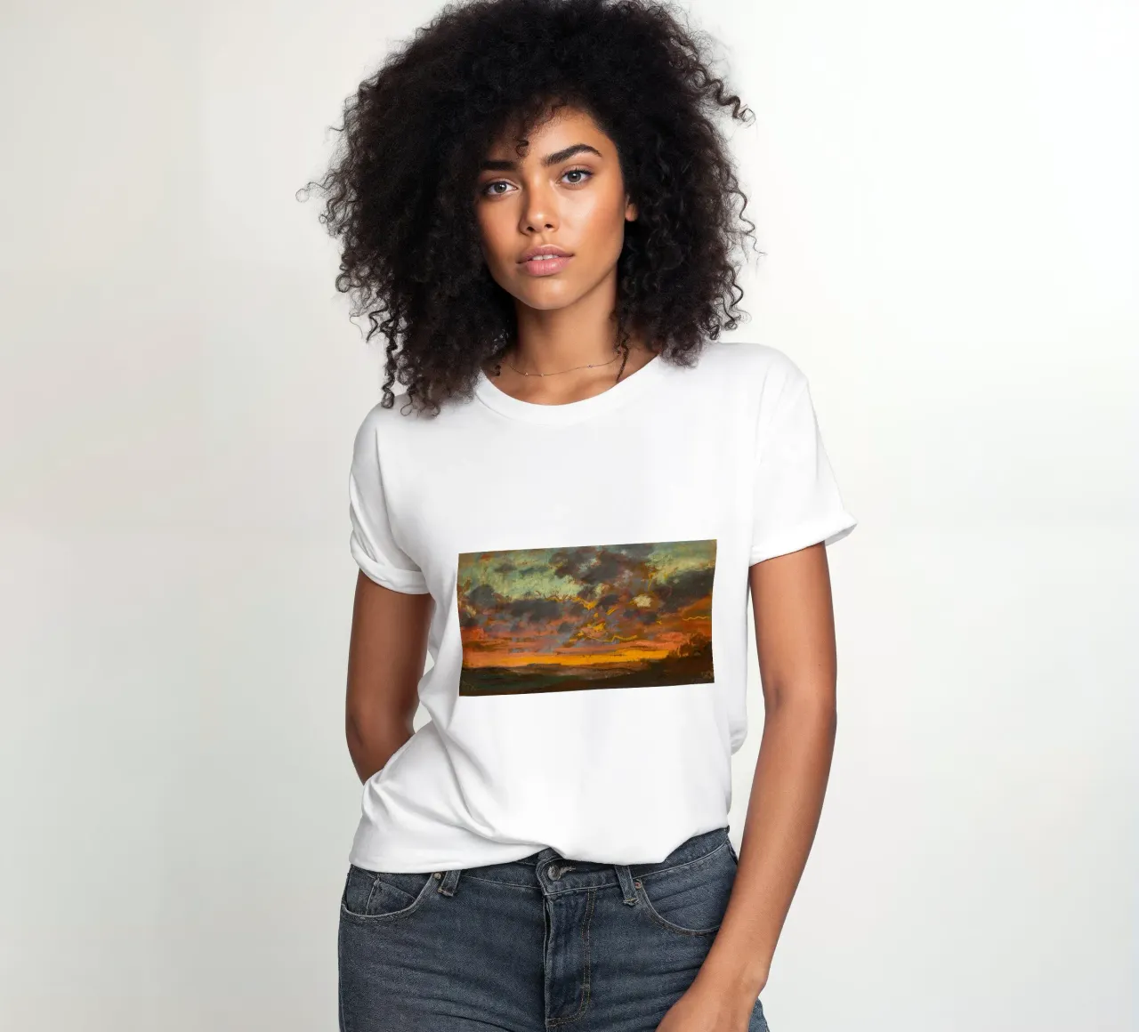 Claude Monet - Sunset (circa 1868) women's fitted t-shirt by Wirla