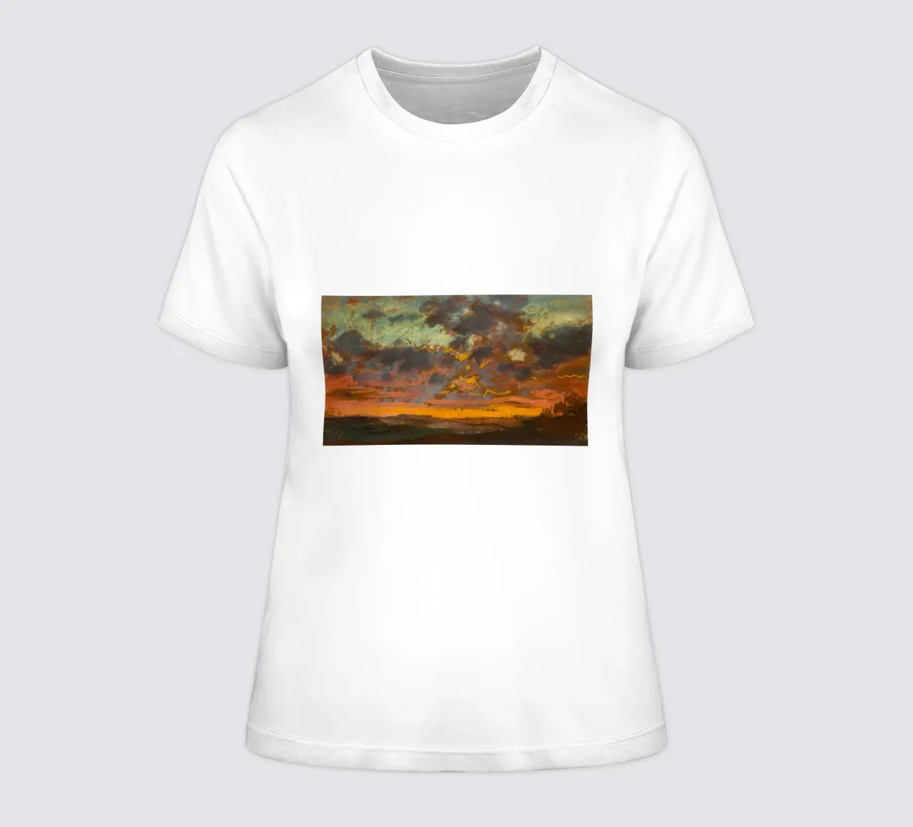 Claude Monet - Sunset (circa 1868) women's fitted t-shirt by Wirla