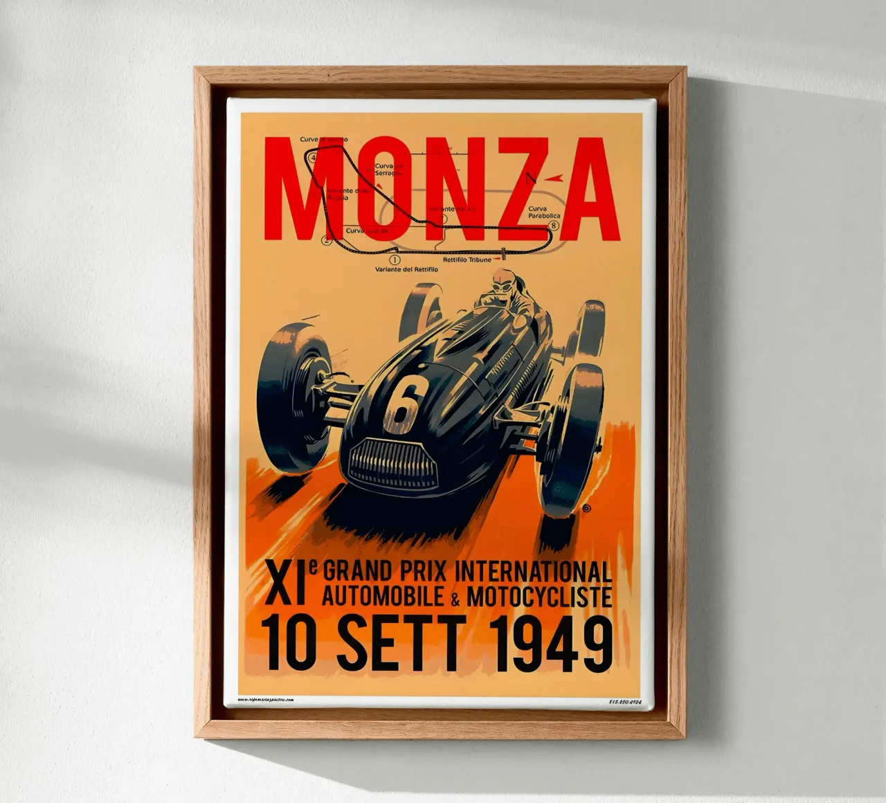 Grand Prix van Monza Internationaal 10 sep 1949 canvas met Baklijst van AUTOSHOOT