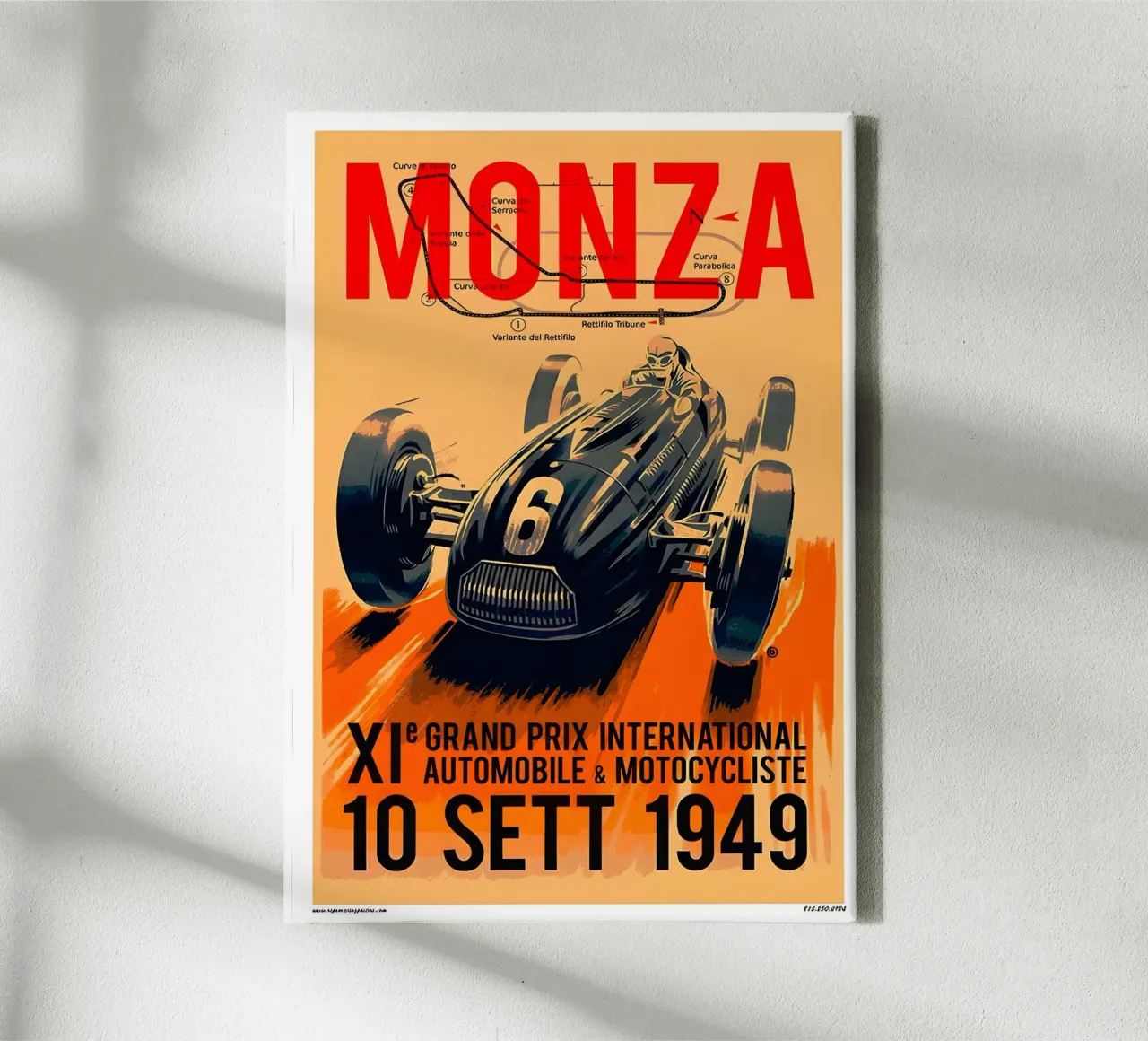 Grand Prix van Monza Internationaal 10 sep 1949 canvas met Baklijst van AUTOSHOOT