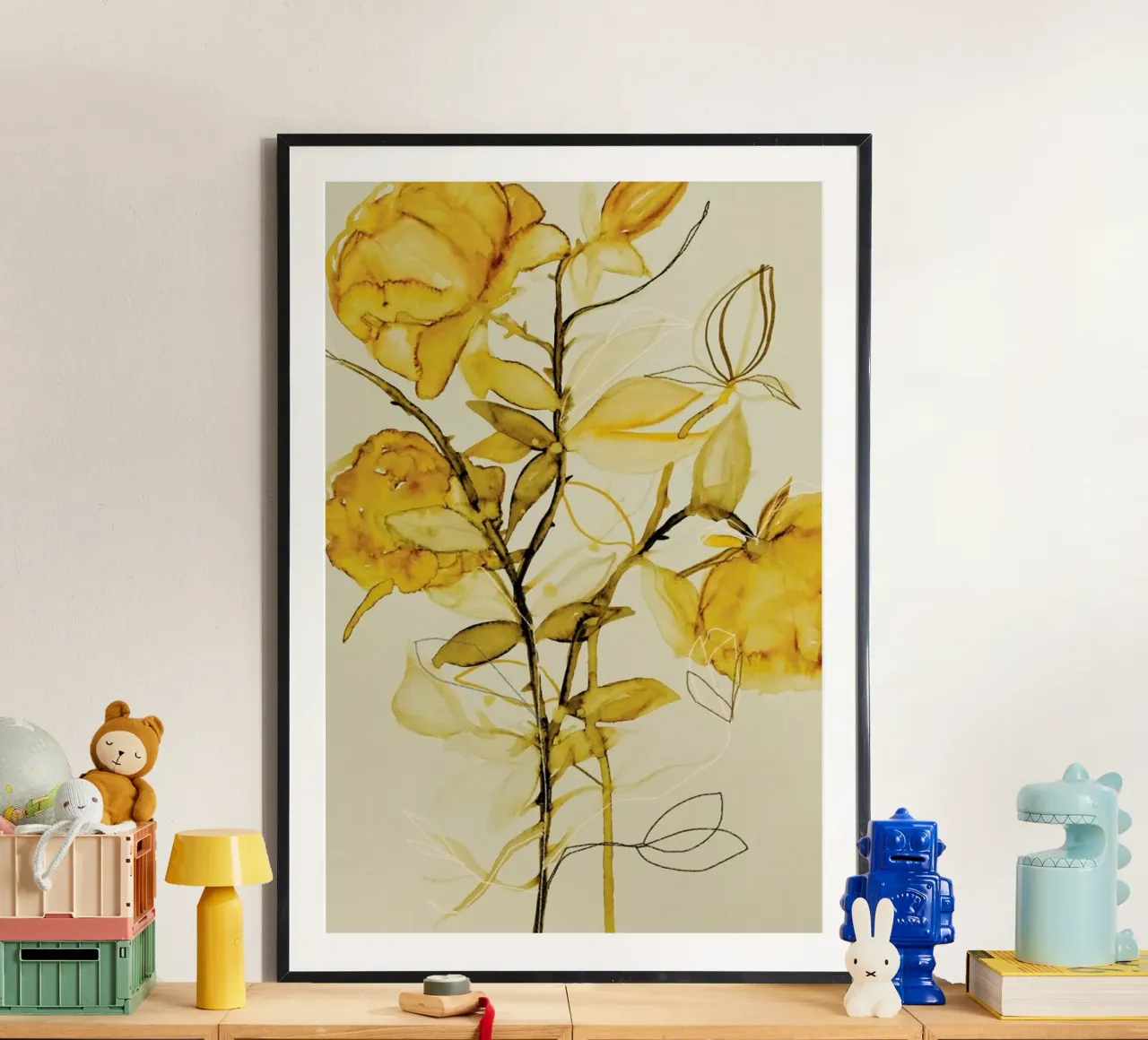 Rosebush Yellow poster con telaio in alluminio da Leigh Viner