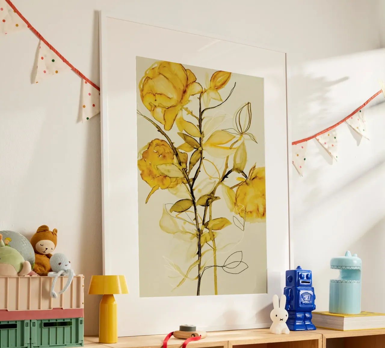 Rosebush Yellow poster con telaio in alluminio da Leigh Viner