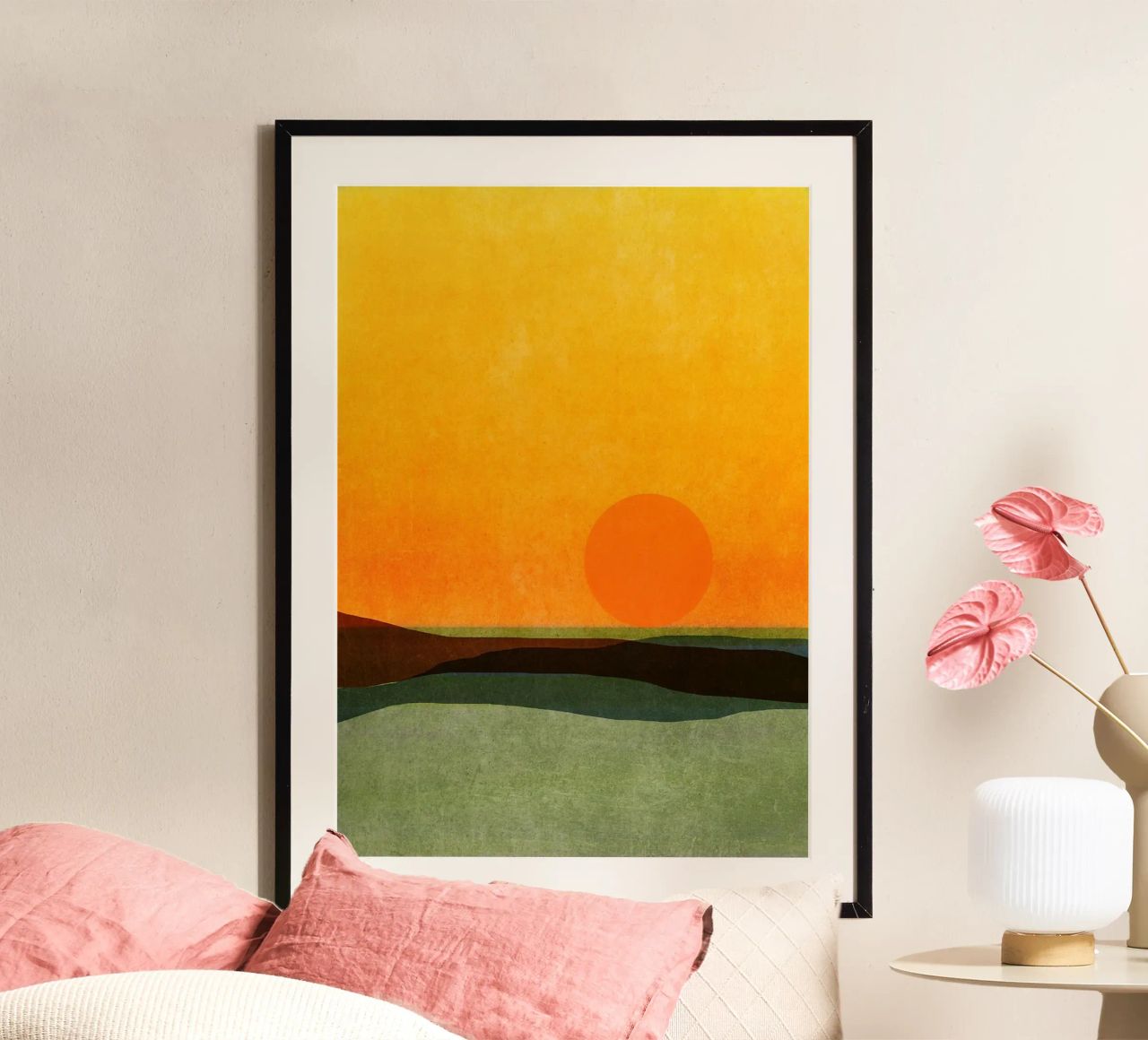 sun horizon landscape sunset sunrise abstract poster by Jhon W Caquimbo