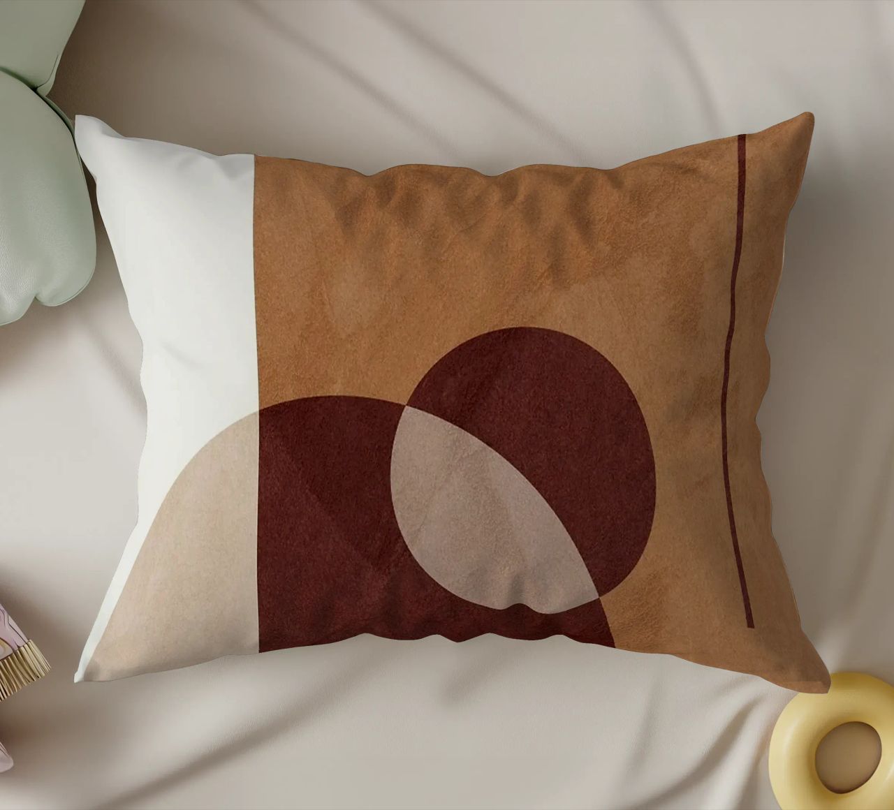 forme geometriche cerchi rettangoli linee forme sovrapposte cuscino da Leslie Anne Kriz