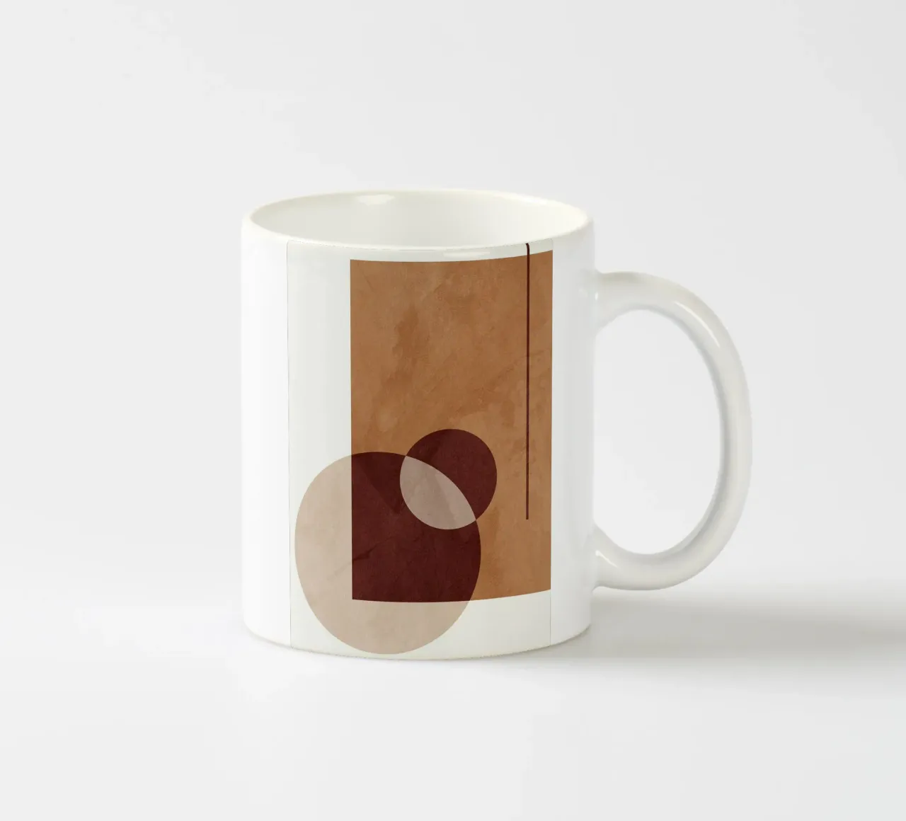 geometric shapes circles rectangle lines overlapping shapes ceramic mug by Leslie Anne Kriz