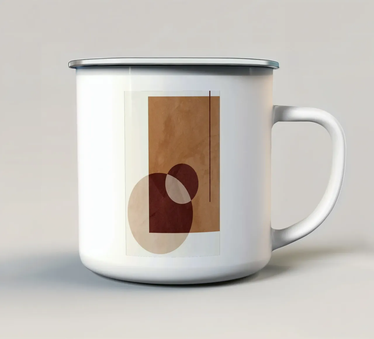 Geometrische Formen Kreise Rechteck Linien Überlappende Formen Emaille Tasse von Leslie Anne Kriz