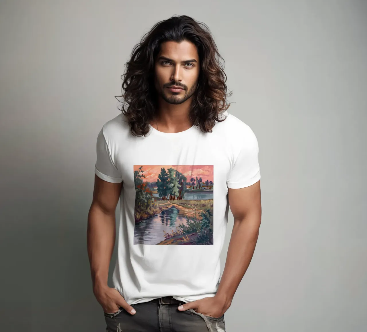Rustic Stream Serenity t-shirt by Verve Pigments