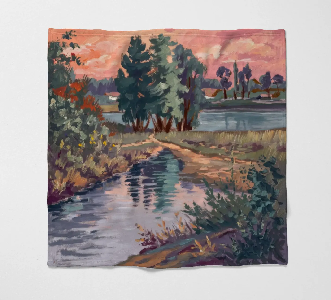 Rustic Stream Serenity fleece blanket by Verve Pigments