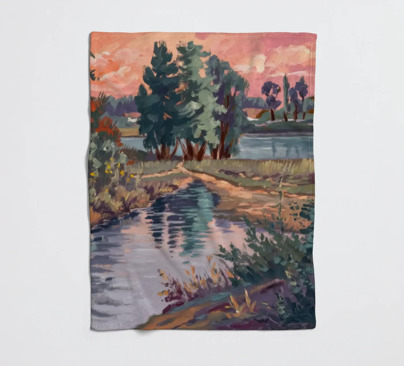 Rustic Stream Serenity fleece blanket by Verve Pigments