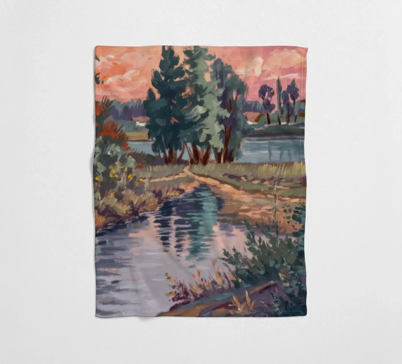 Rustic Stream Serenity fleece blanket by Verve Pigments