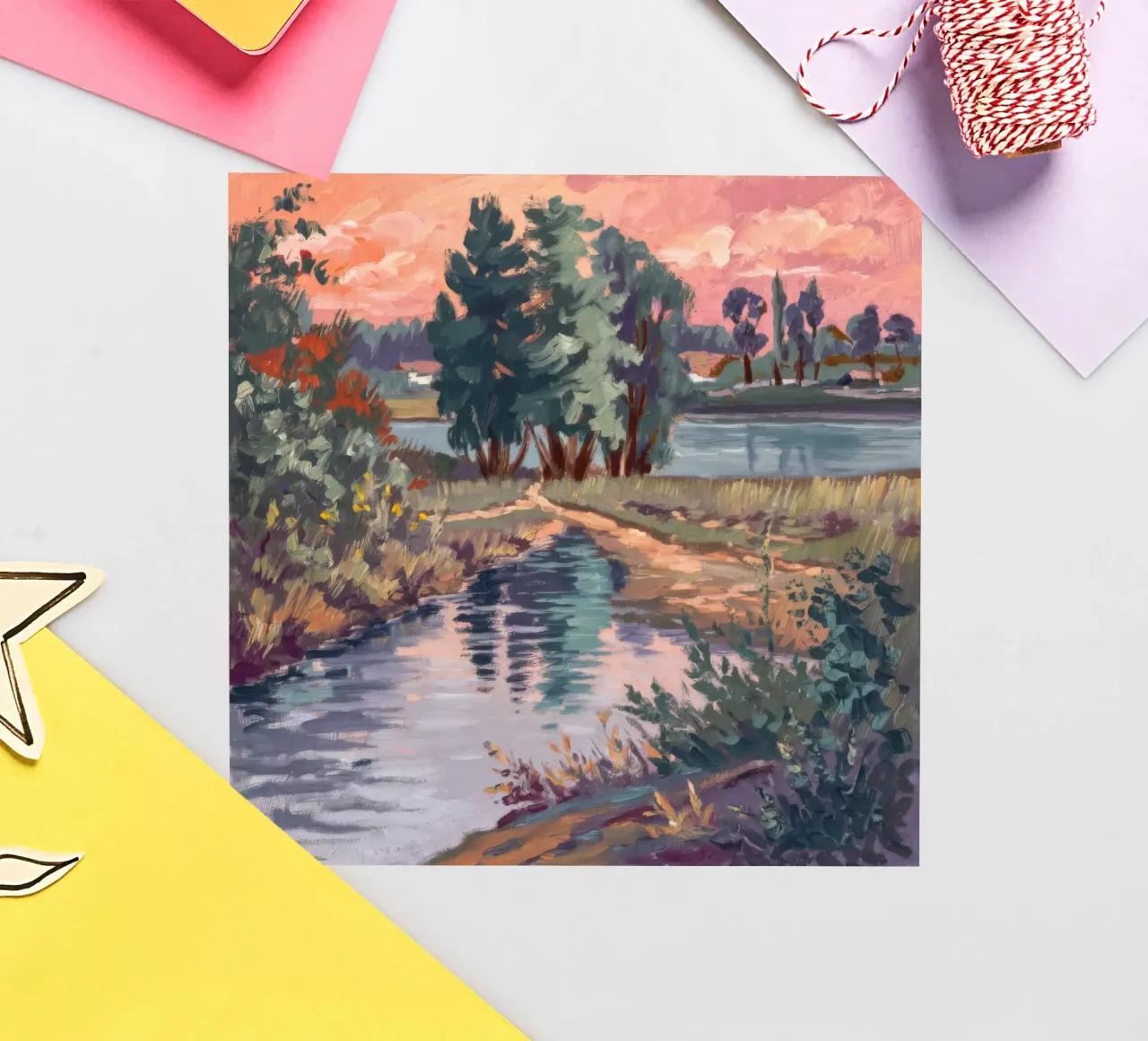 Sérénité d'un cours d'eau rustique autocollant de Verve Pigments
