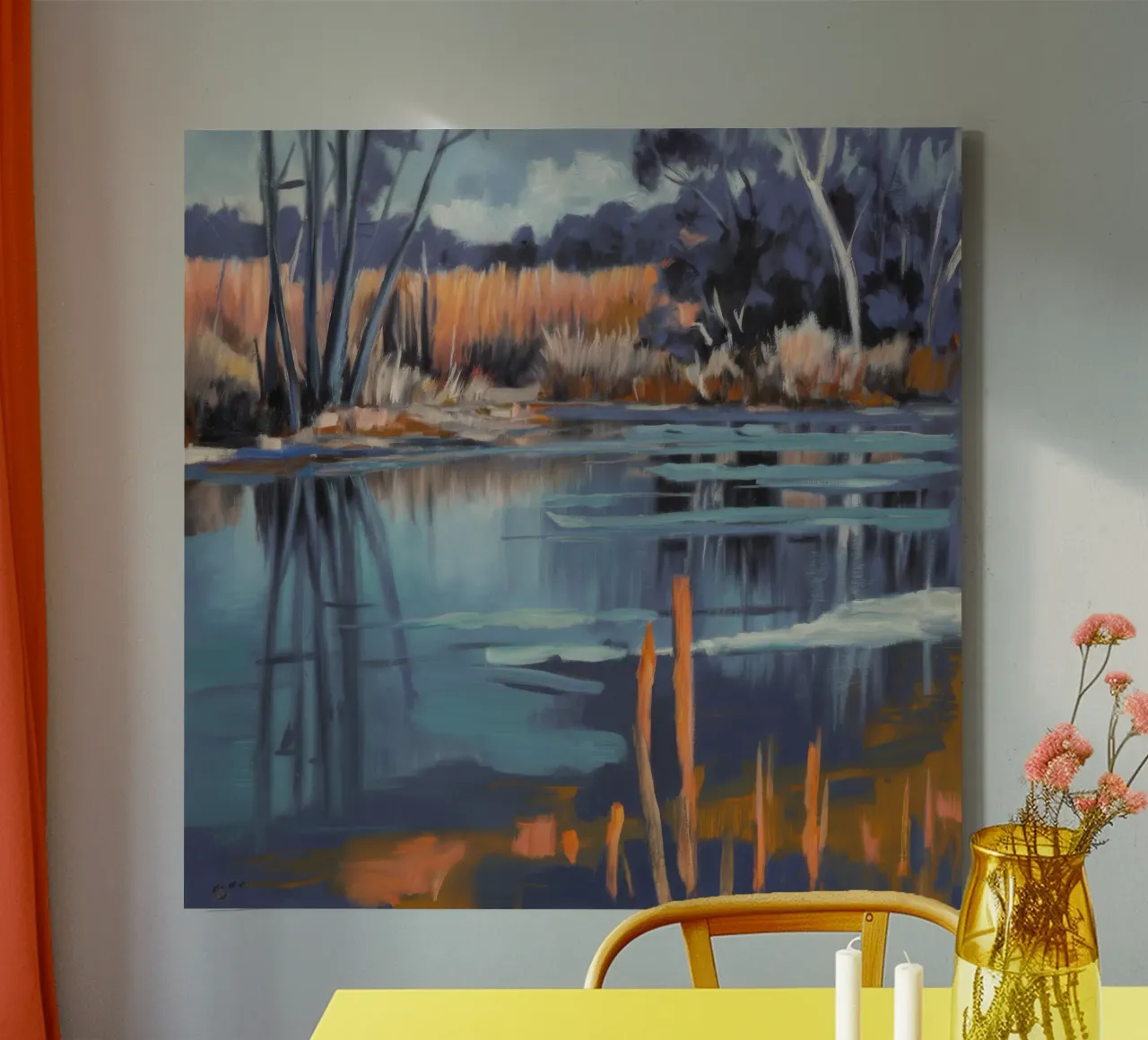 Marshland Twilight Glow (bagliore crepuscolare) tela con Cornice a cassetta da Verve Pigments
