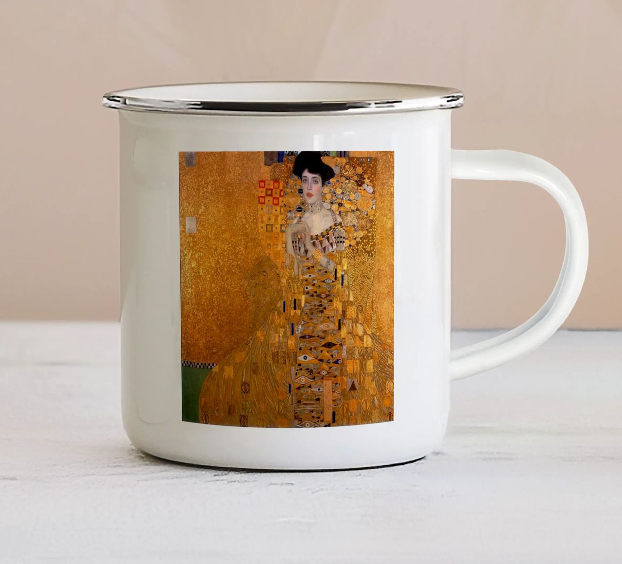 The Woman In Gold Klimt Emaille Tasse von venbeshop