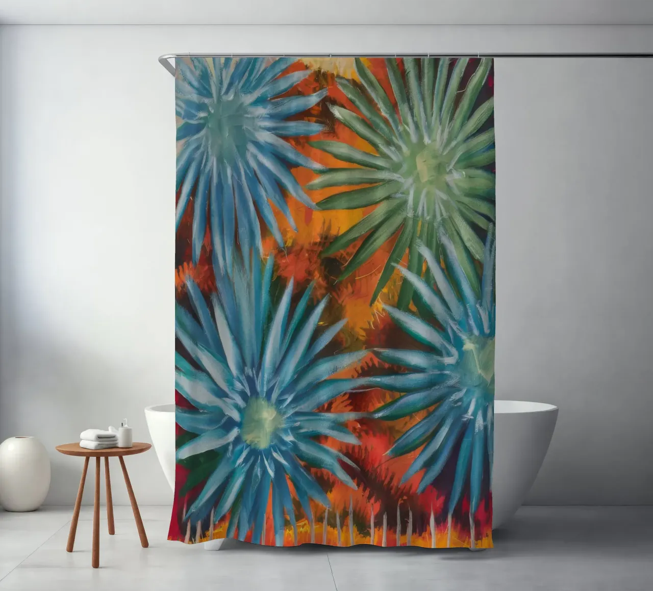 Explosieve bloemsymfonie douchegordijn van Verve Pigments