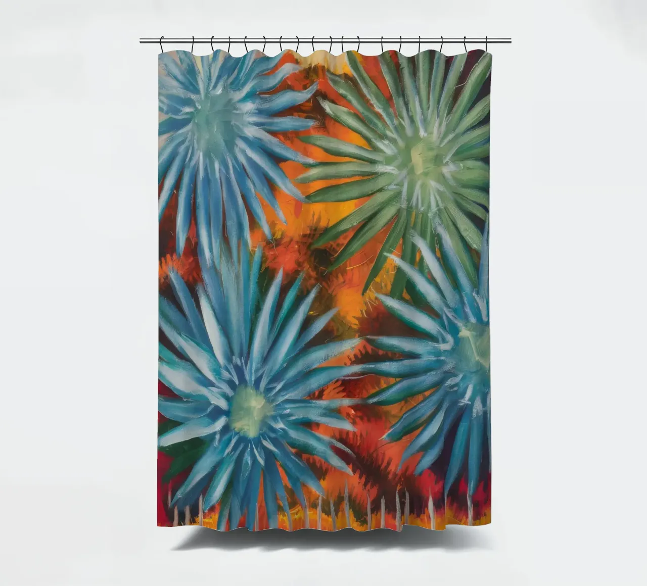 Explosieve bloemsymfonie douchegordijn van Verve Pigments