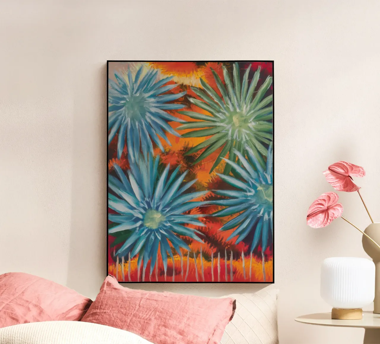 Explosieve bloemsymfonie acryl van Verve Pigments