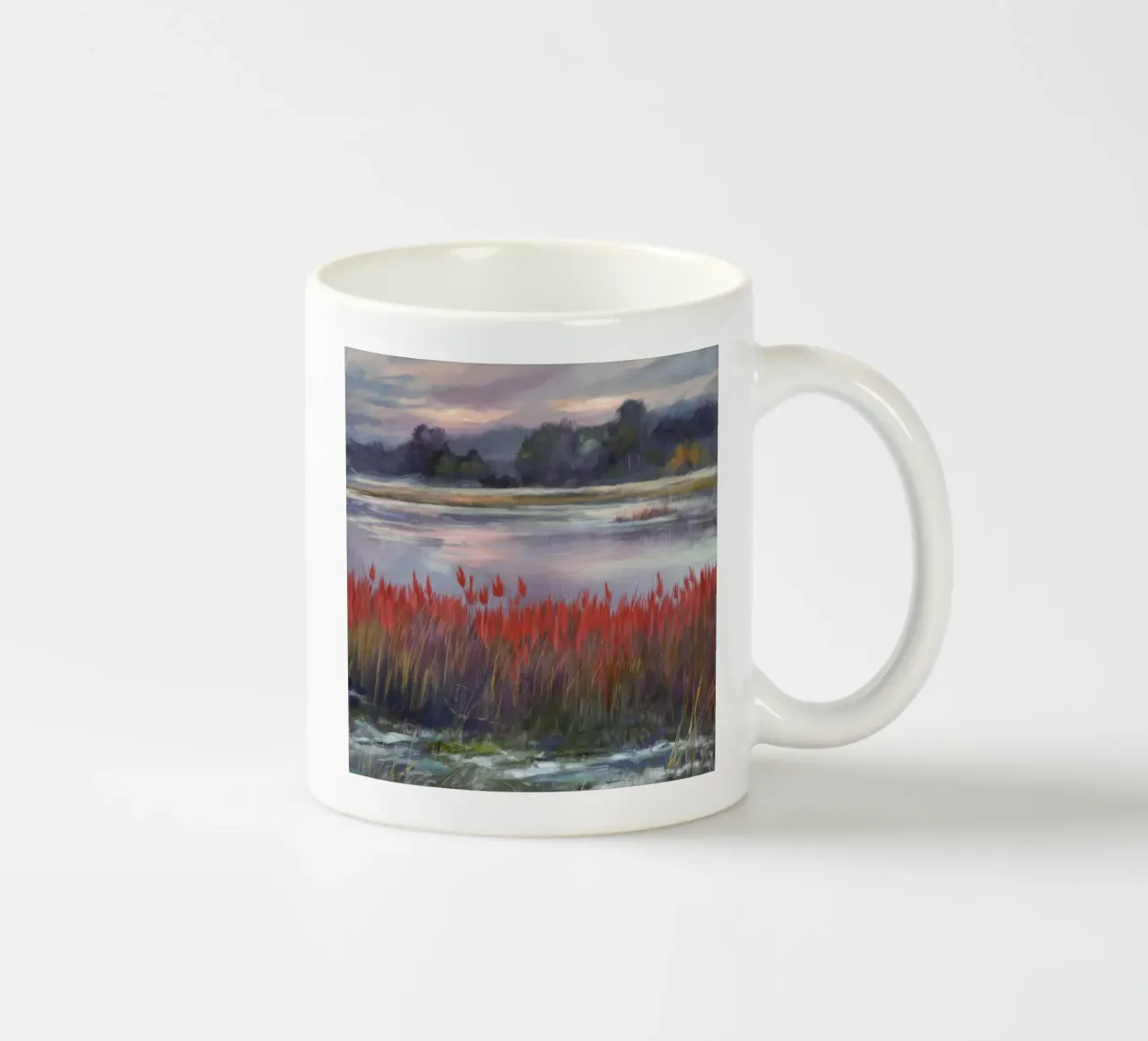 Serene Marshland Sunset ceramic mug by Verve Pigments