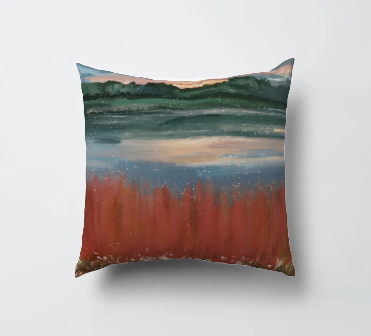 Tranquil Wetland Twilight decorative cushion by Verve Pigments