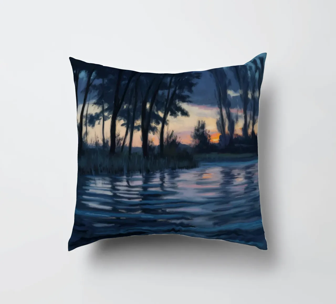 Mystical Forest Reflections decorative cushion by Verve Pigments