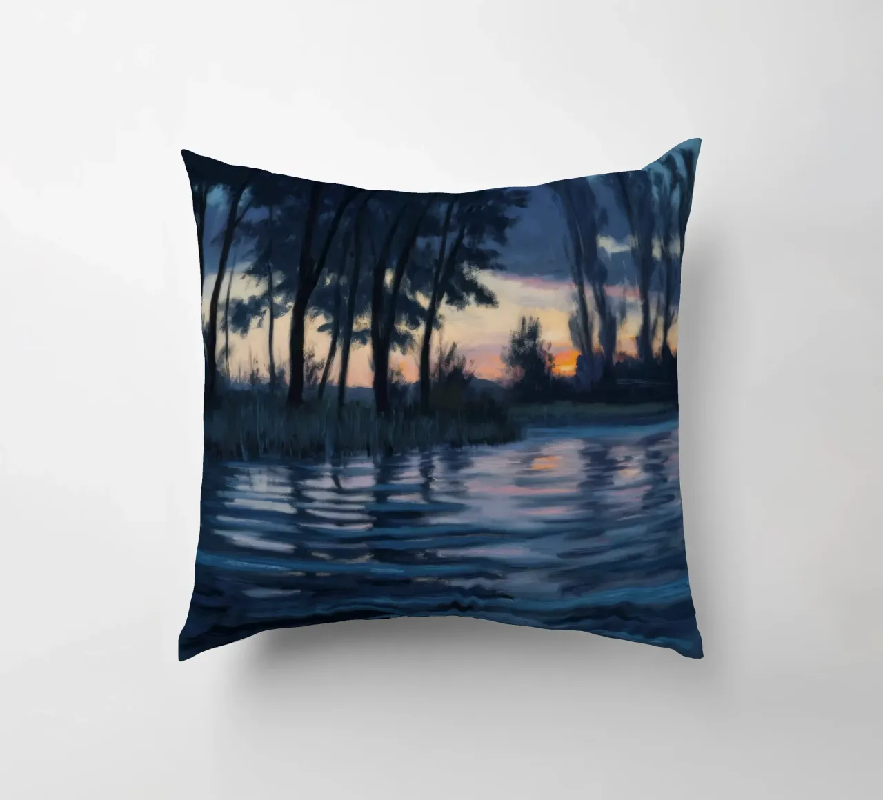 Mystical Forest Reflections decorative cushion by Verve Pigments