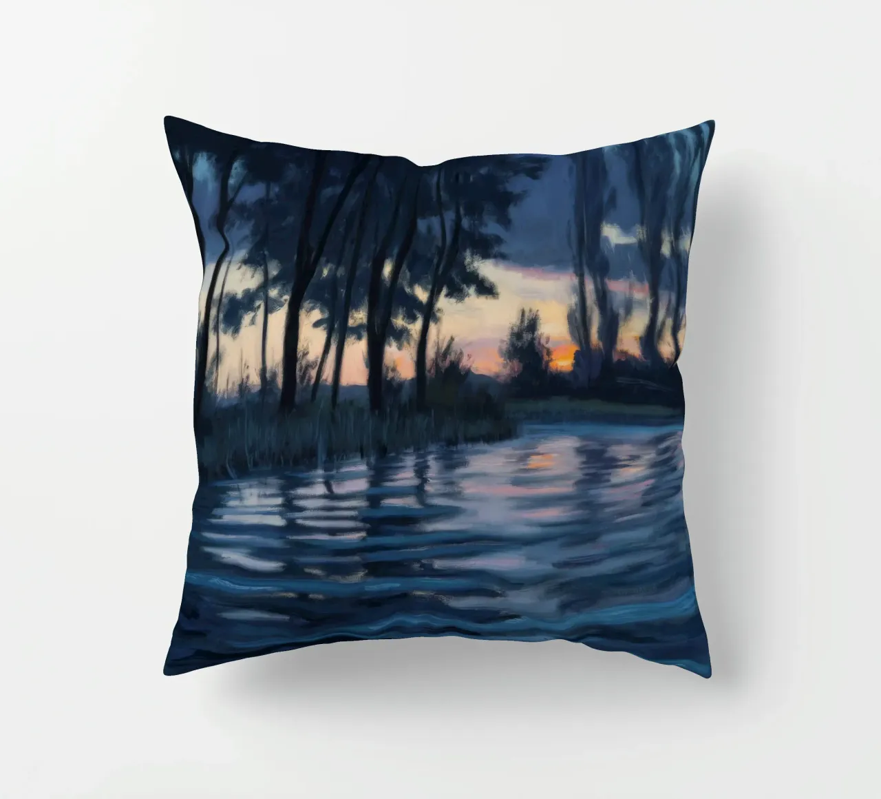 Mystical Forest Reflections decorative cushion by Verve Pigments
