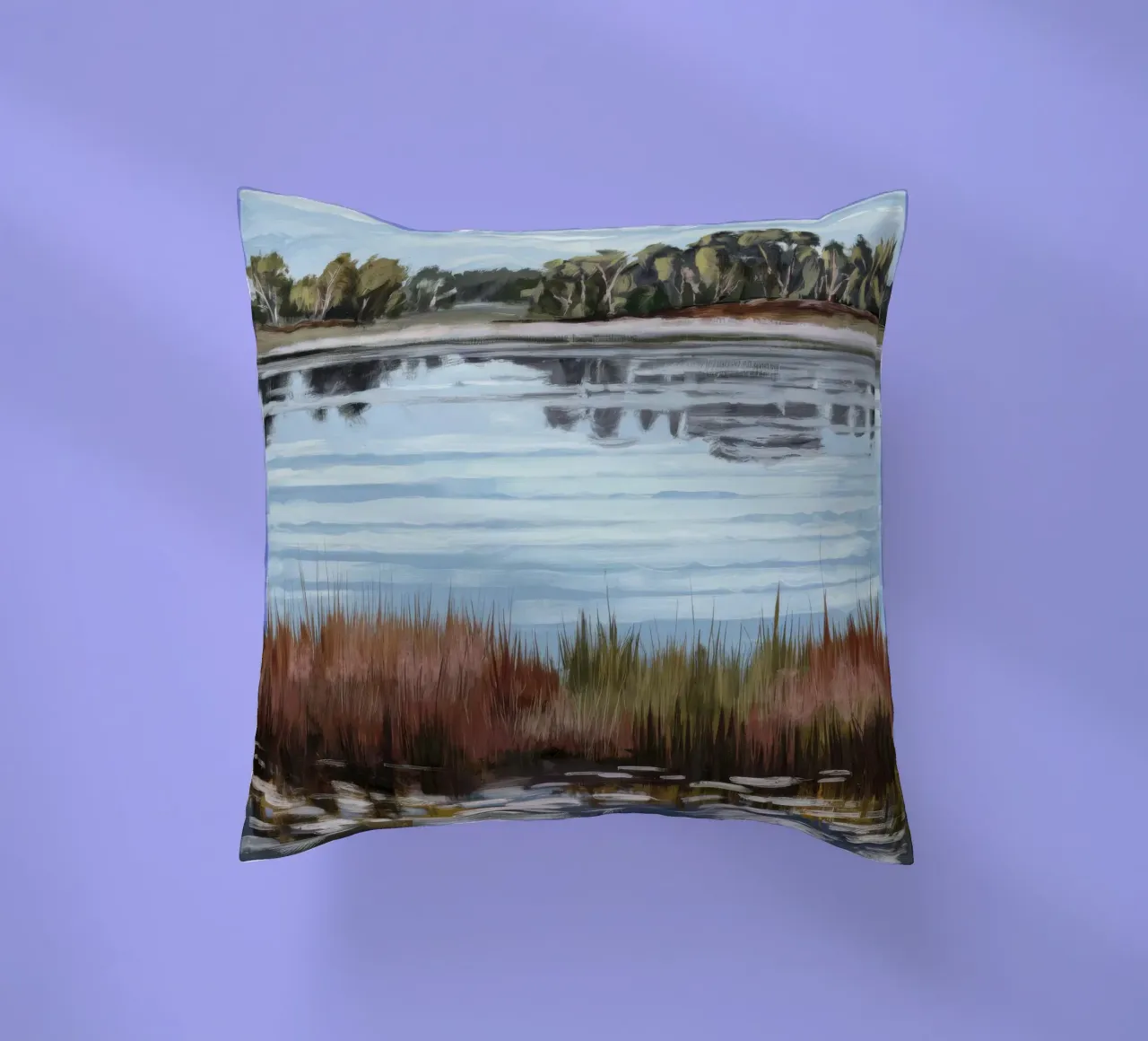Mirror Lake Serenity decorative cushion by Verve Pigments