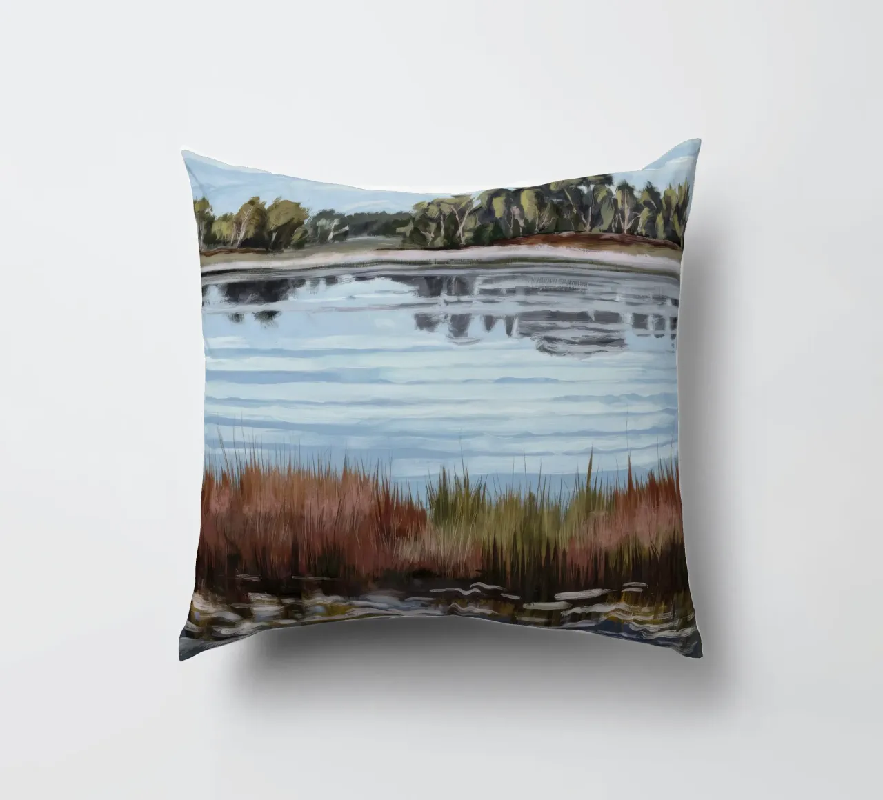 Mirror Lake Serenity decorative cushion by Verve Pigments