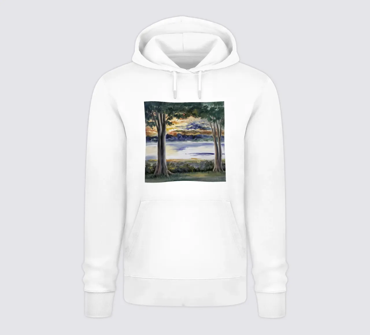 Maestoso tramonto sulle rive del fiume felpa con cappuccio da Verve Pigments