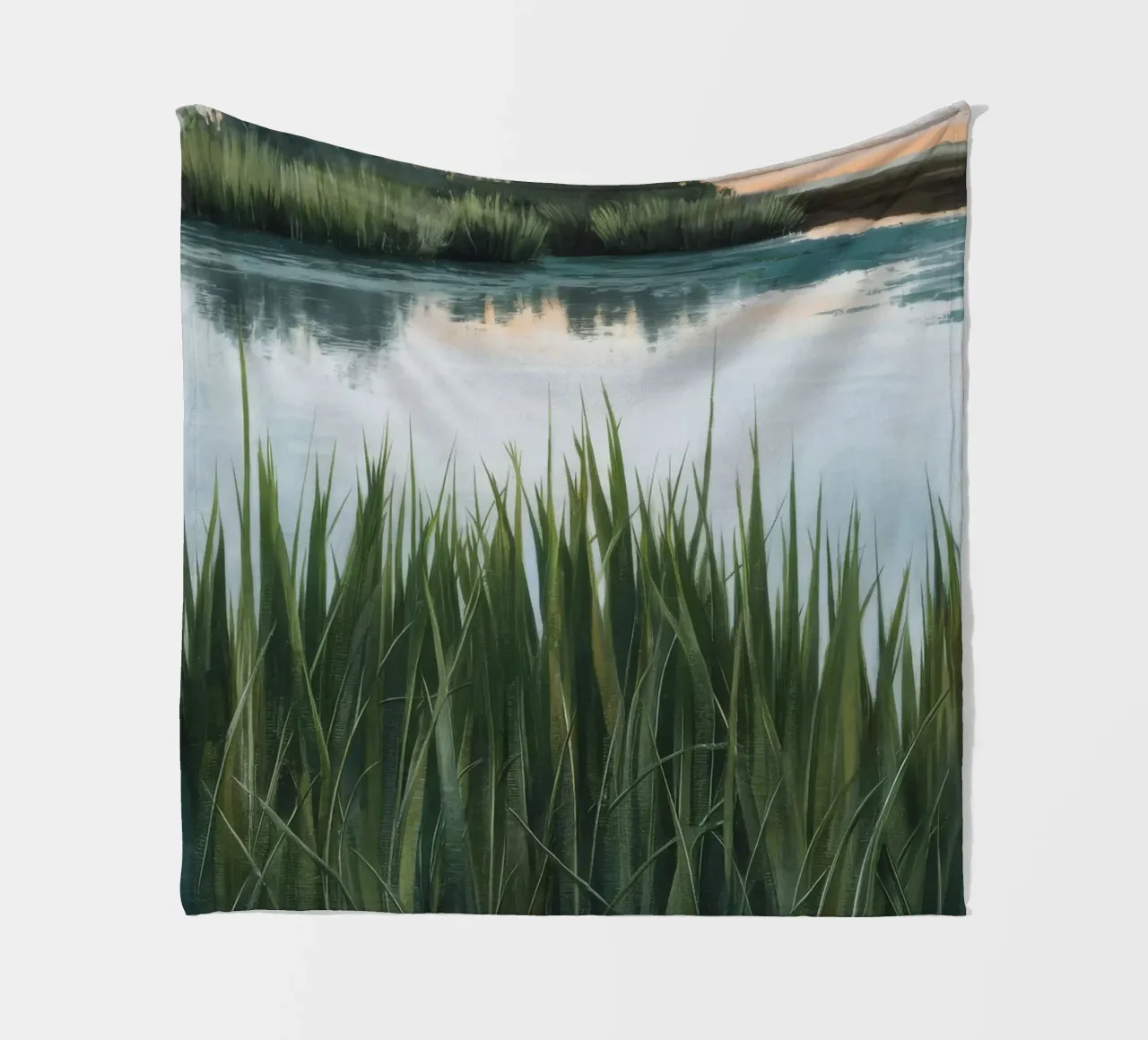 Verdant Marshland Serenity fleece blanket by Verve Pigments