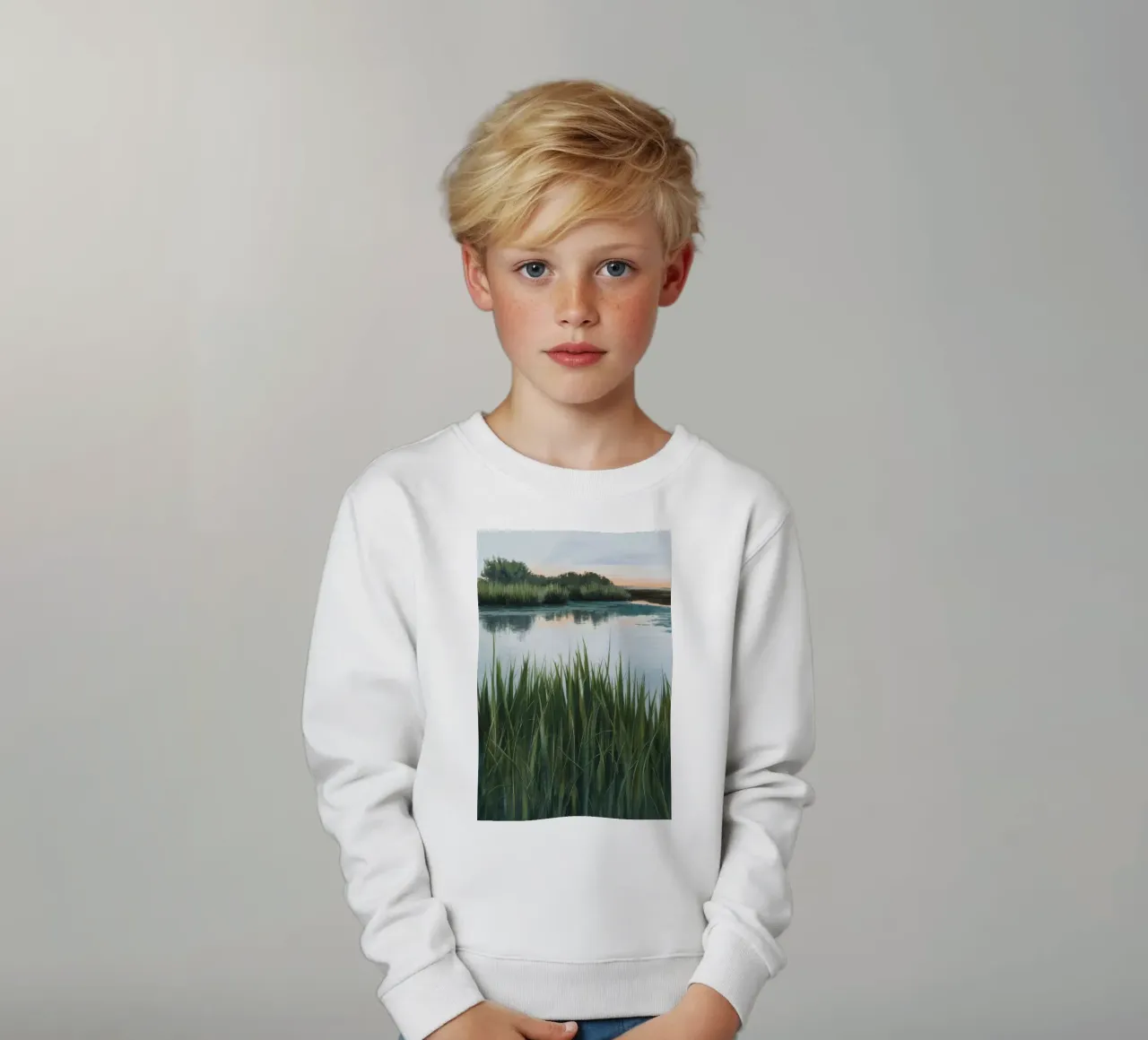 Grünes Sumpfland Gelassenheit Kinder Sweatshirt von Verve Pigments