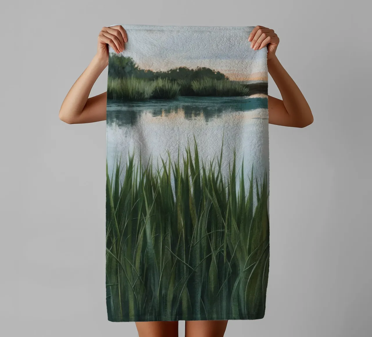 Verdant Marshland Serenity towel by Verve Pigments