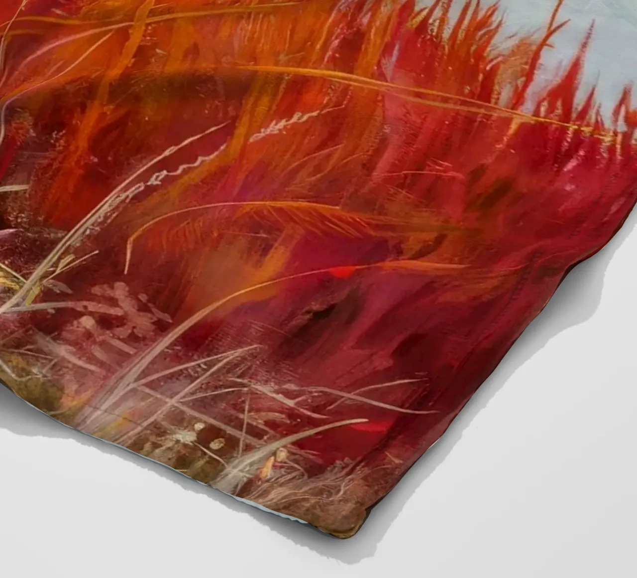 Fiery Wetland Horizon fleece blanket by Verve Pigments