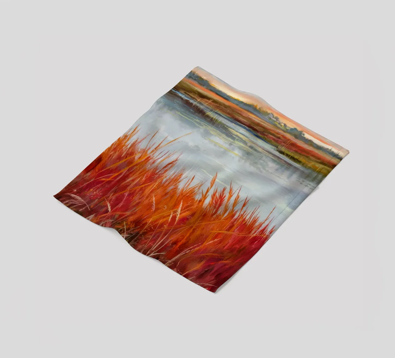Fiery Wetland Horizon fleece blanket by Verve Pigments