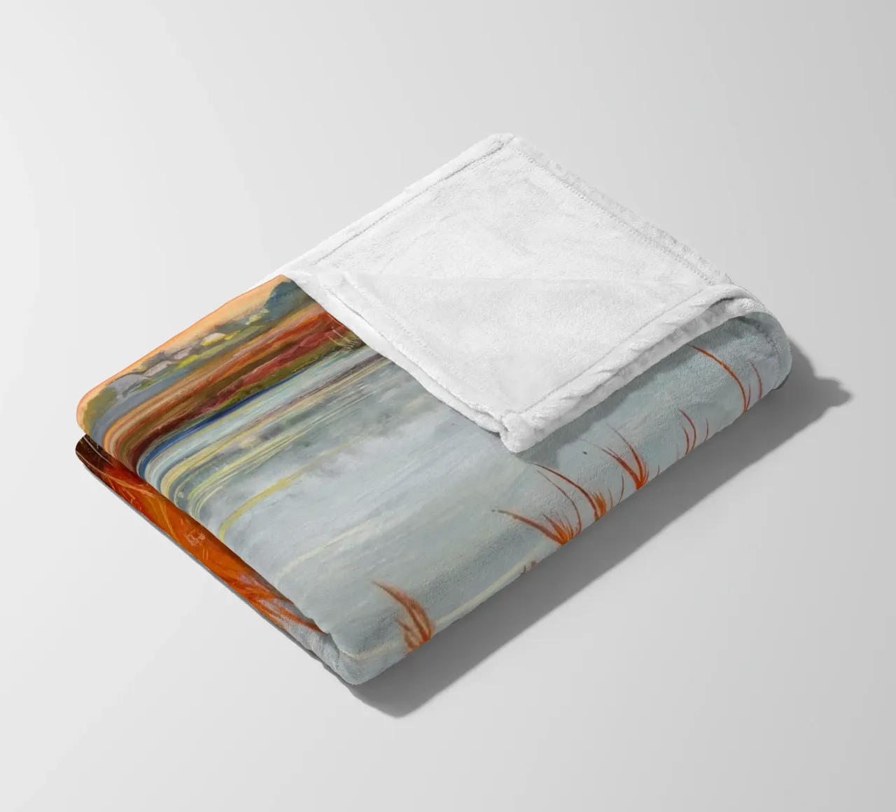 Fiery Wetland Horizon fleece blanket by Verve Pigments