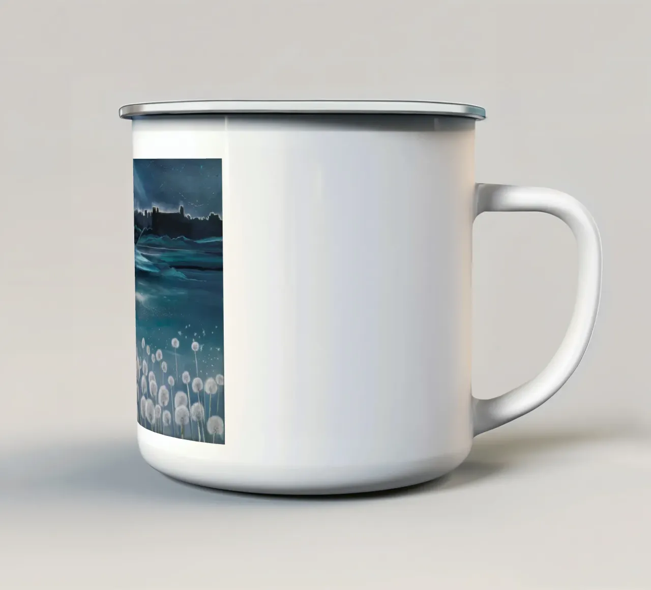 Paesaggio onirico etereo del dente di leone tazza in smalto da Verve Pigments