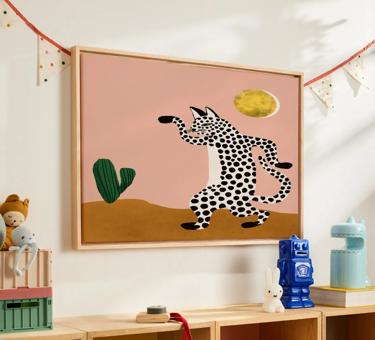 Jazzy wilde kat canvas met Baklijst van 83oranges