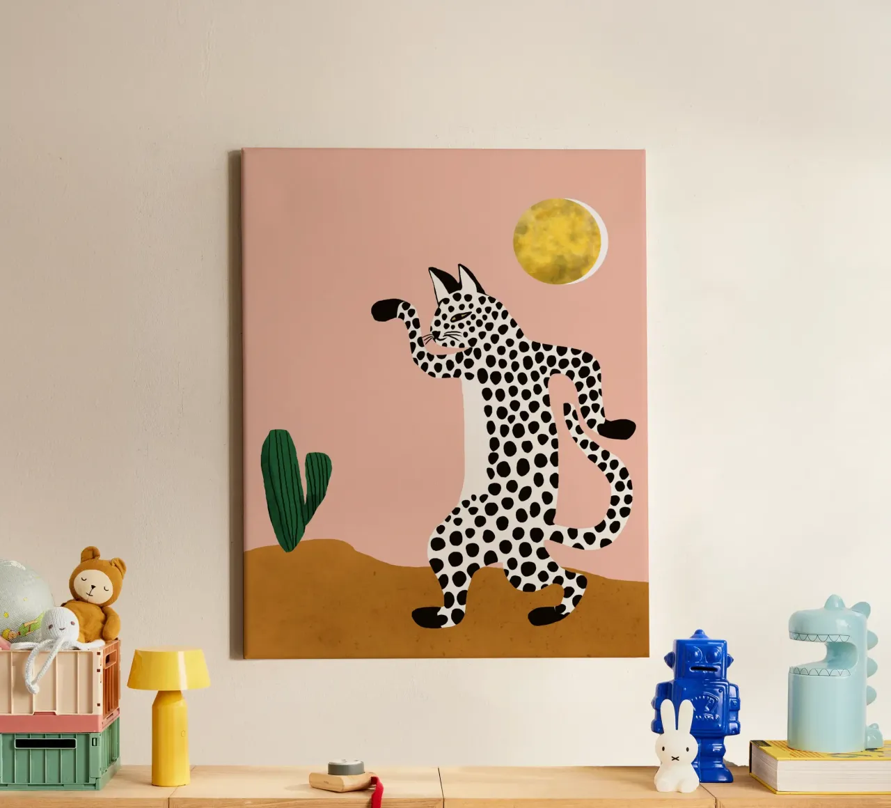 Jazzy wilde kat canvas met Baklijst van 83oranges