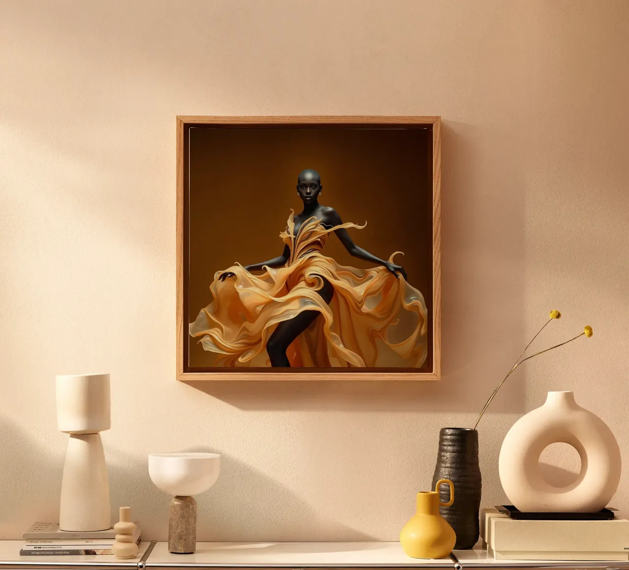 Latte Splash en Swirl canvas met Baklijst van Anita's Dream