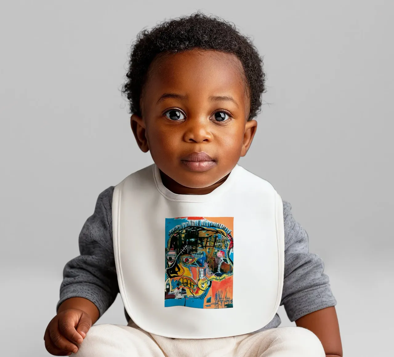 Untitled Skull, 1981 Many of Jean-Michel Basquiat’s baby bib by tommieweimann
